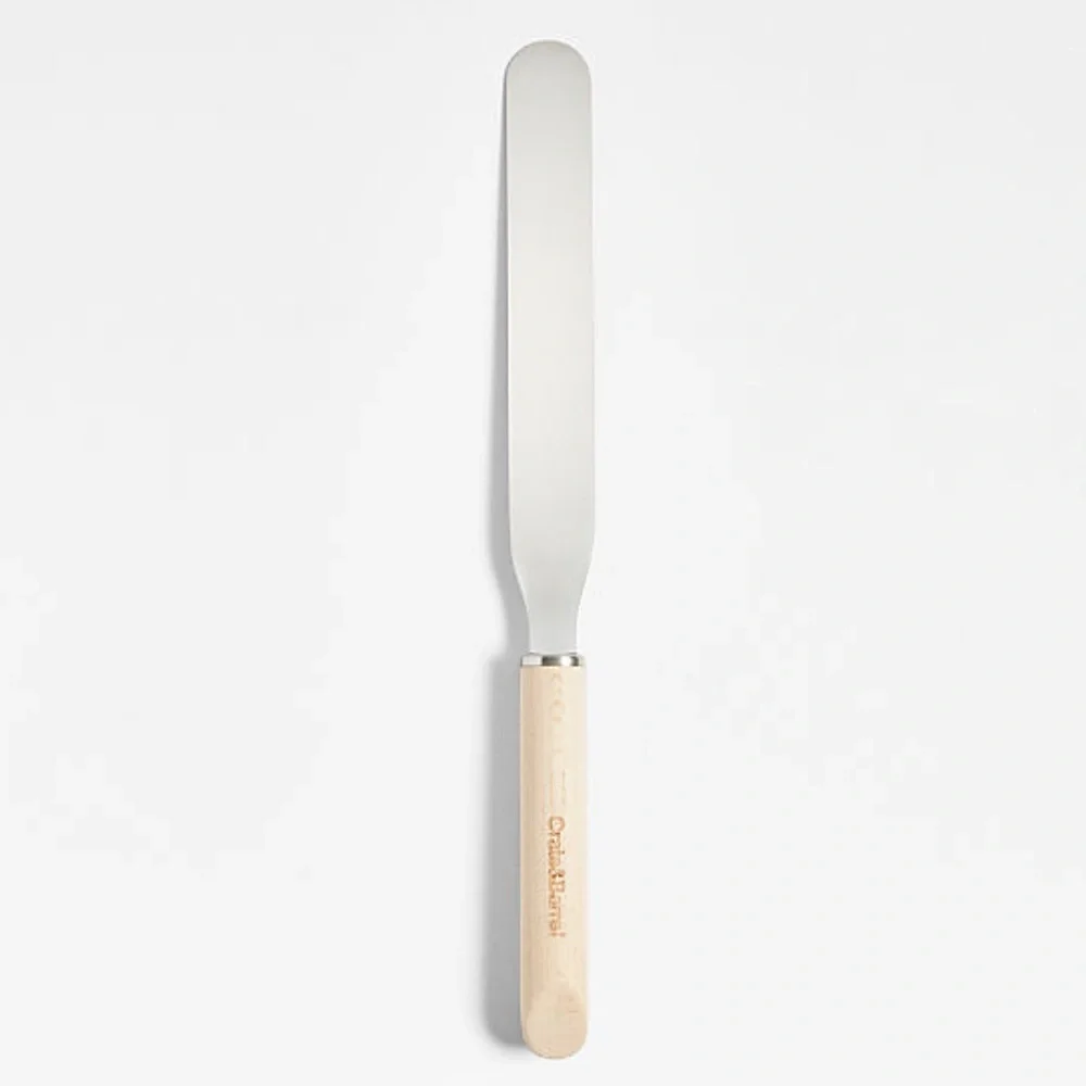 New! Crate&Barrel Stainless Steel Spatula with beechwood Handle 13.03”
